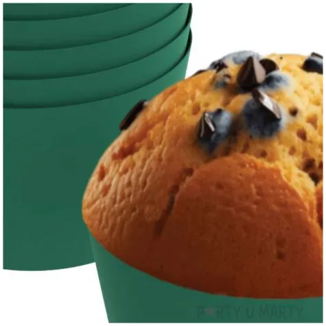 oslonki na muffinki monokolor zielony ciemny 6 szt