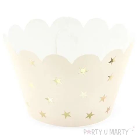 oslonki na muffinki zlote gwiazdy partydeco 6 szt