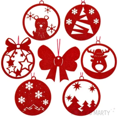 ozdoba choinkowa bombki renifer drzewka mis czerwony czakos 7 szt