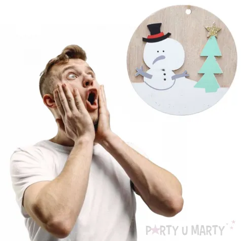 ozdoba choinkowa choinka i balwanek drewniana arpex 10 cm