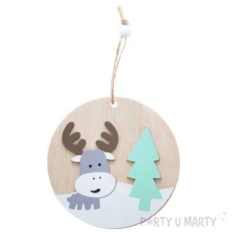 ozdoba choinkowa choinka i reniferek drewniana arpex 10 cm