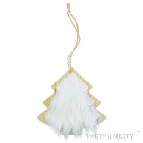 ozdoba choinkowa choinka z bialym futerkiem drewniana arpex 8 cm