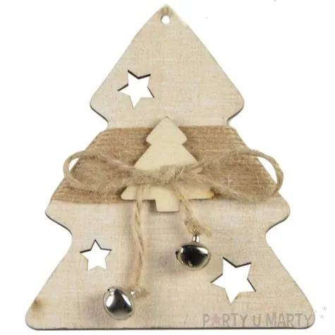 ozdoba choinkowa choinka z dzwoneczkami drewniana arpex 10 cm