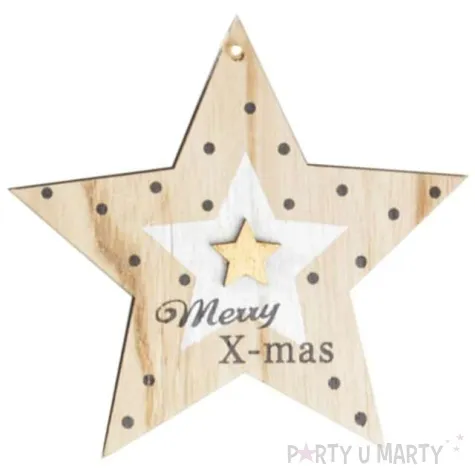 ozdoba choinkowa gwiazda merry christmas drewniana arpex 10 cm