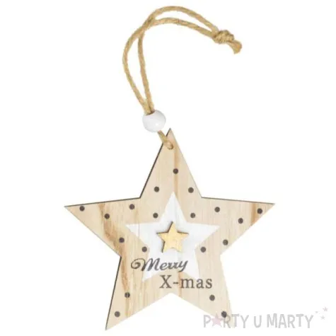 ozdoba choinkowa gwiazda merry christmas drewniana arpex 10 cm