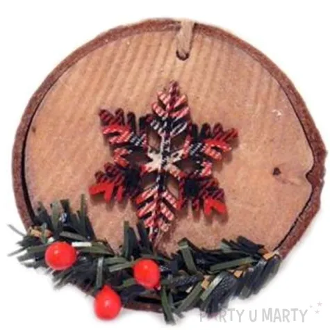 ozdoba choinkowa gwiazdka w kratke drewniana arpex 7 cm