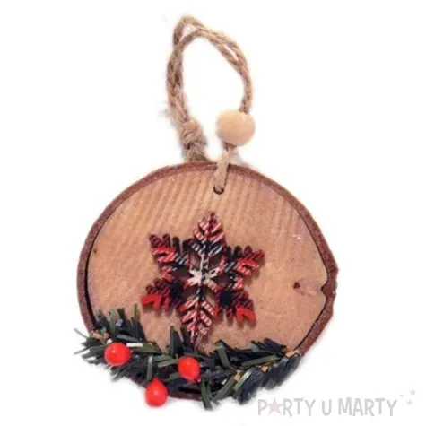 ozdoba choinkowa gwiazdka w kratke drewniana arpex 7 cm