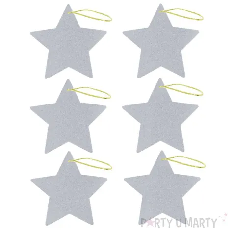 ozdoba choinkowa gwiazdki brokatowe srebrny aliga 13 5 cm 6 szt