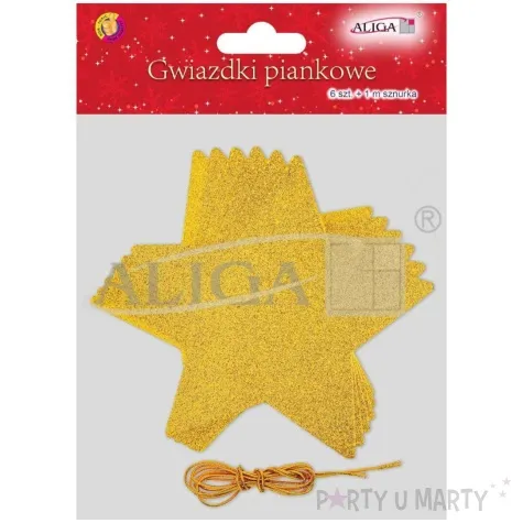 ozdoba choinkowa gwiazdki brokatowe zloty aliga 13 5 cm 6 szt