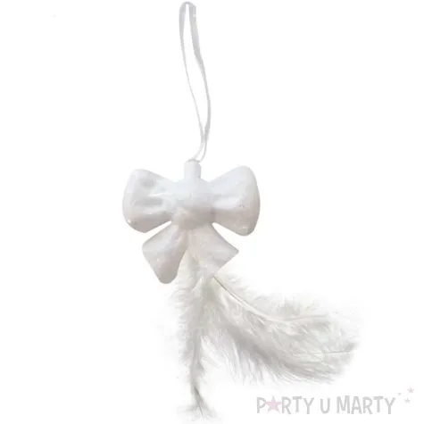 ozdoba choinkowa kokardka z piorkiem brokatowa arpex