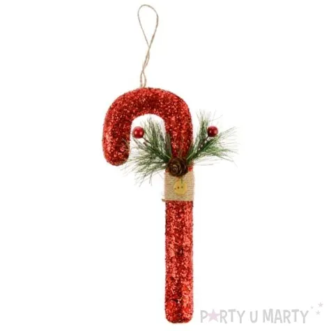 ozdoba choinkowa laska brokatowa czerwona arpex 20 cm