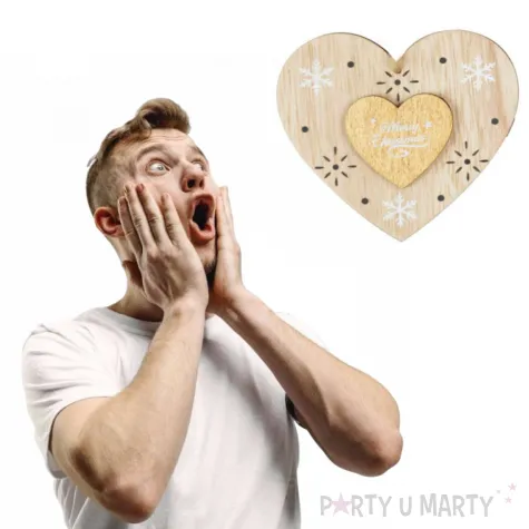 ozdoba choinkowa serce merry christmas drewniana arpex 10 cm