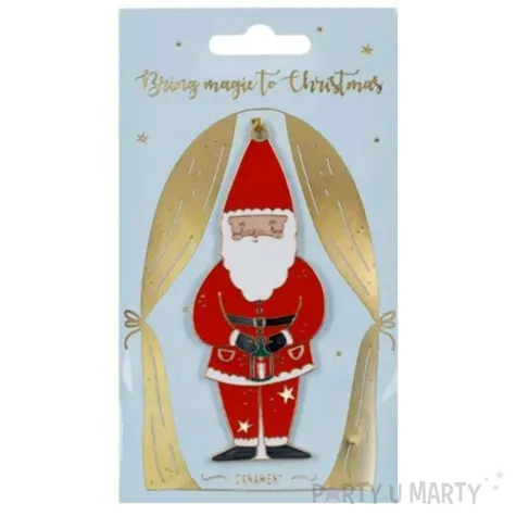 ozdoba choinkowa swiety mikolaj metalowa partydeco 10 cm