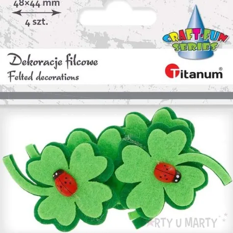ozdoba filcowa koniczynka z biedronka titanum 4 szt