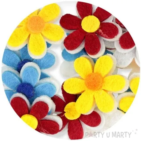 ozdoba filcowa kwiatki kolorowe titanum 15 szt