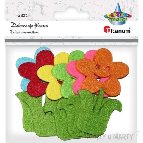 ozdoba filcowa kwiatki usmiechniete titanum 6 szt