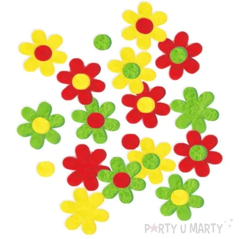 ozdoba filcowa kwiatki wiosenny mix z czerwienia 3 cm 15 szt