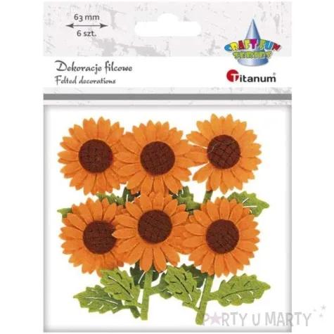ozdoba filcowa sloneczniki titanum 6 szt