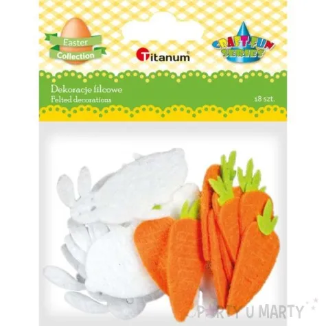 ozdoba filcowa zajace i marchewki titanum 18 szt