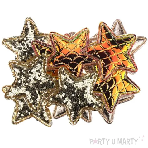 ozdoba materialowa gwiazdy metaliczny mix zloty titanum 34 mm 12 szt