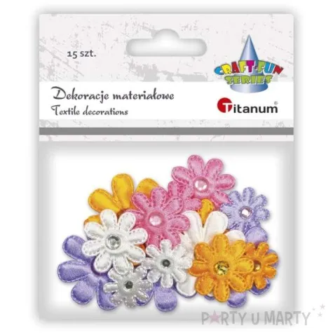 ozdoba materialowa kwiatki mix titanum 15 szt