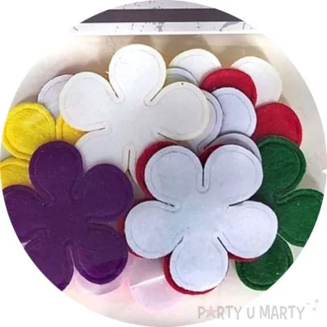 ozdoba materialowa kwiatki mix titanum 33 mm 12 szt