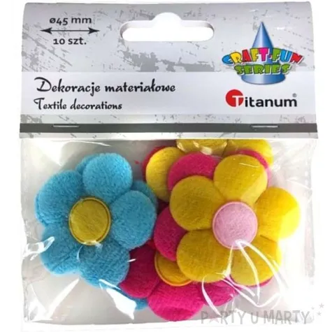 ozdoba materialowa kwiatki mix titanum 4 5 cm 10 szt