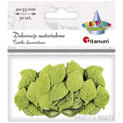 ozdoba materialowa listki zielony titanum 30 szt