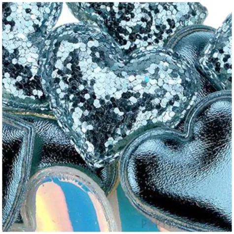 ozdoba materialowa serca metaliczny mix blekitny titanum 34 mm 12 szt