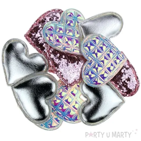 ozdoba materialowa serca metaliczny mix rozowy titanum 34 mm 12 szt