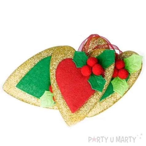 ozdoba materialowa serca swiateczne z brokatem mix titanum 3 szt