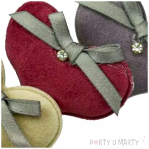 ozdoba materialowa serca z kokarda mix titanum 3 szt