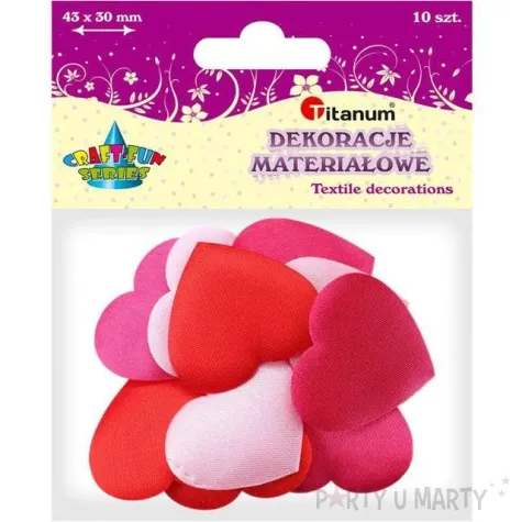 ozdoba materialowa serduszko materialowe rozowy mix titanum 10 szt