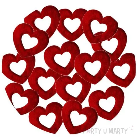 ozdoba materialowa serduszko obrys czerwone titanum 15 szt