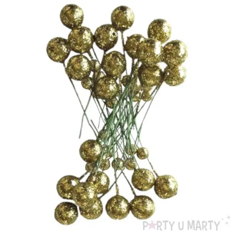 ozdoba na piku kuleczki brokatowe zloty titanum 24 szt