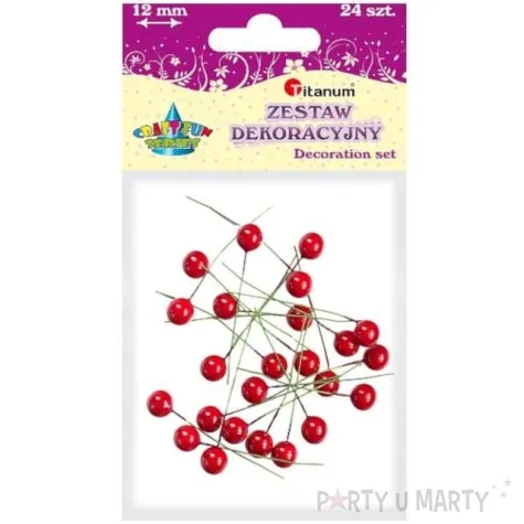 ozdoba na piku kuleczki czerwony titanum 24 szt