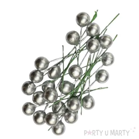 ozdoba na piku kuleczki srebrny titanum 24 szt