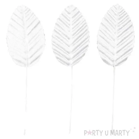 ozdoba na piku liscie bialy titanum 10 szt