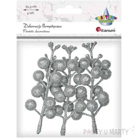 ozdoba na piku winobluszcz srebrny titanum 3 szt