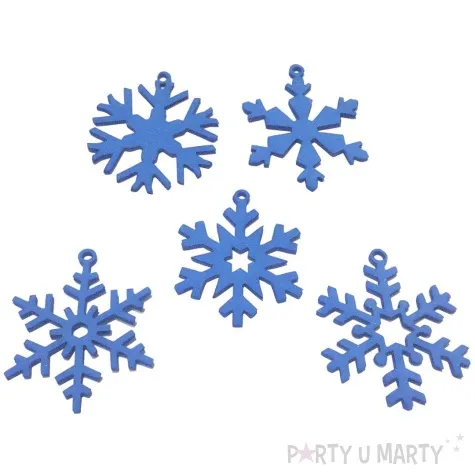 ozdoba platki sniegu mix niebieski 5 szt