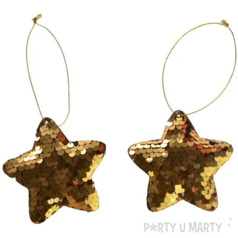 ozdoby choinkowe cekinowe gwiazdki zlote arpex 8 cm 2 szt