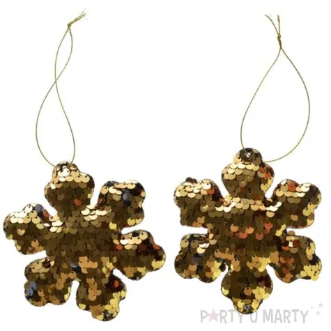 ozdoby choinkowe cekinowe sniezynki zlote arpex 10 cm 2 szt