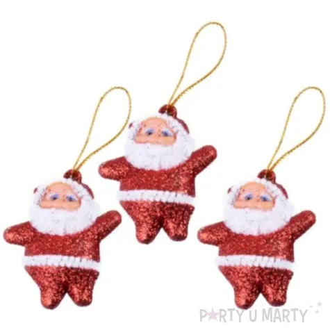 ozdoby choinkowe mikolaje brokat czerwone arpex 5 cm 3 szt