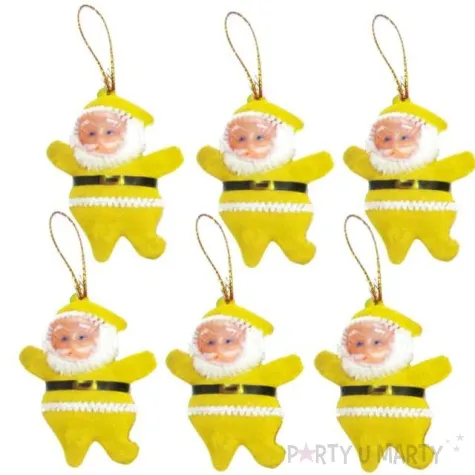 ozdoby choinkowe mikolaje welur zlote arpex 6 cm 6 szt