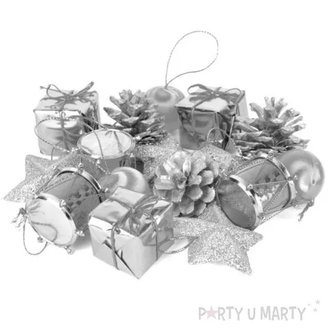 ozdoby choinkowe swiateczny mix 16 srebrny arpex