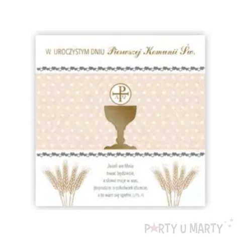 pamiatka i komunia sw hostia na bezowym tle pol maki 15x15 cm