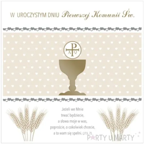 pamiatka i komunia sw hostia na bezowym tle pol maki 15x15 cm