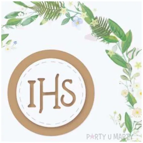 pamiatka komunia swieta ihs wianek z kwiatow biala paw 15 4 x 15 4 cm