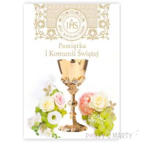pamiatka komunia swieta kielich i kwiaty przestrzenna pol maki 14x19cm