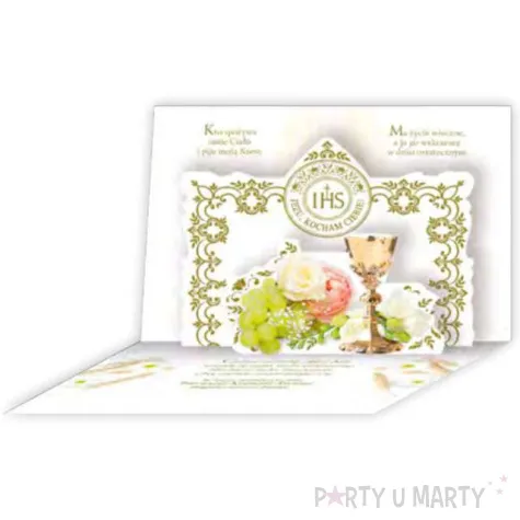 pamiatka komunia swieta kielich i kwiaty przestrzenna pol maki 14x19cm